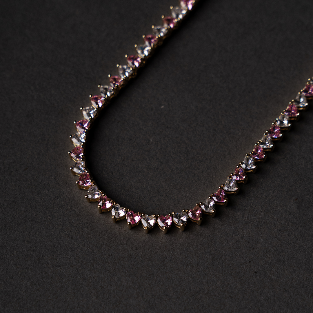 Pink + White Tennis Necklace